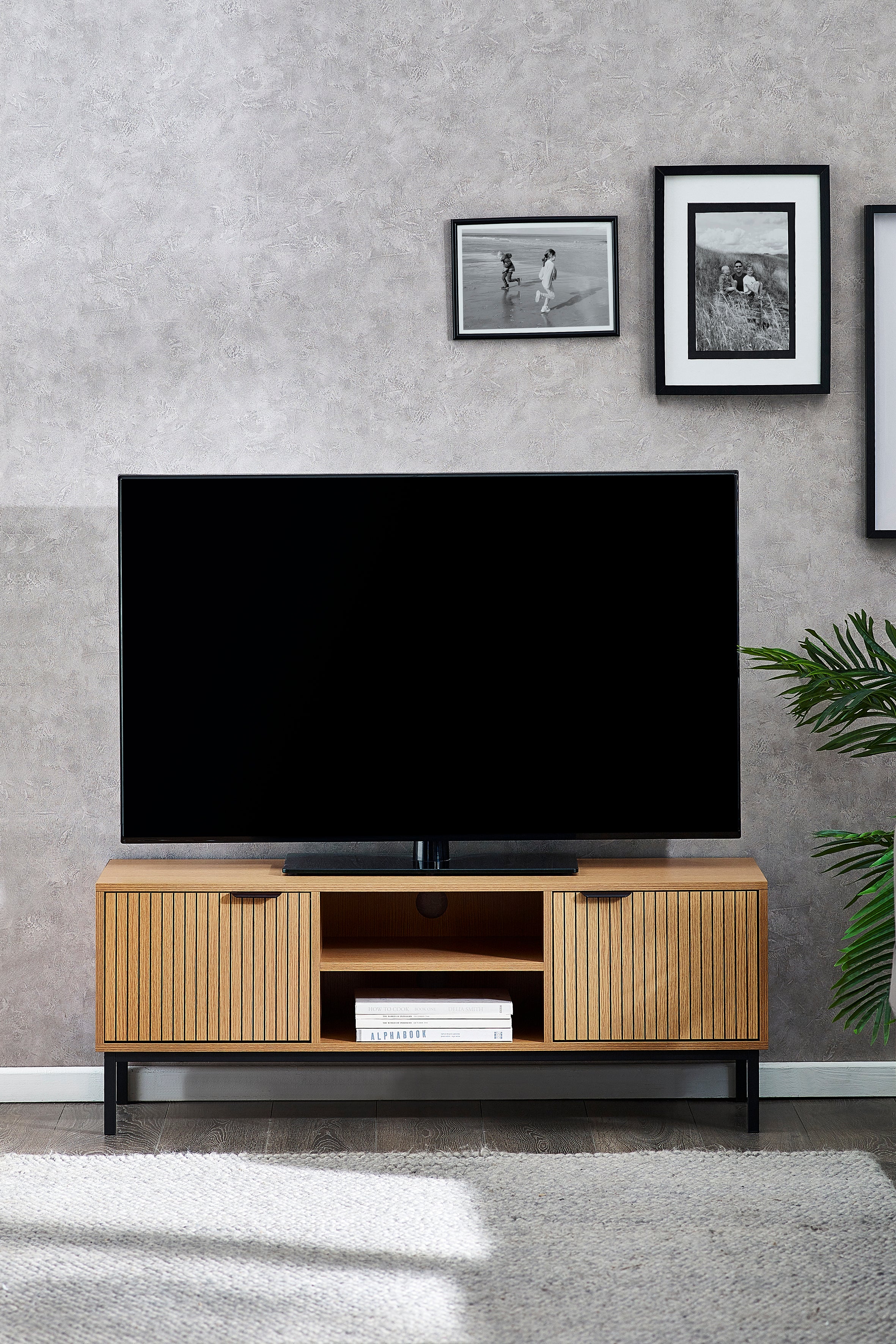 Arya Slatted Oak Wood TV Unit